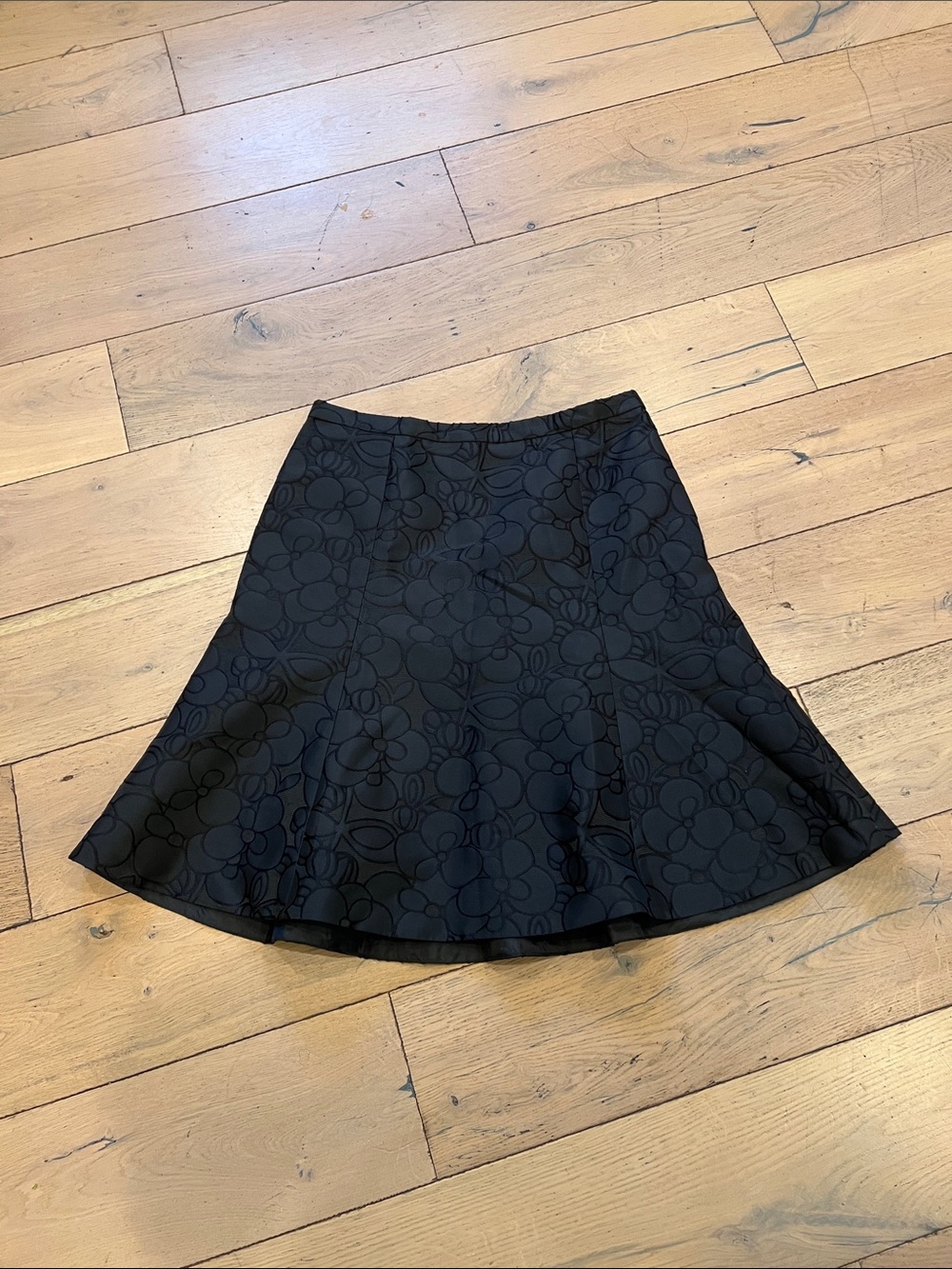 J. Crew Black Floral A-Line Skirt with Subtle Jacquard